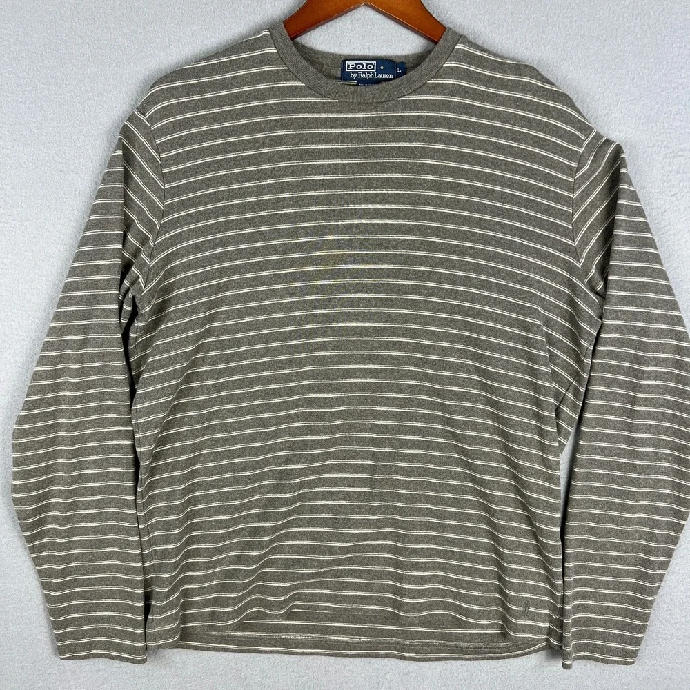 VTG Polo by Ralph Lauren Striped T Shirt Mens L Long Sleeve 2000s Y2K Cotton